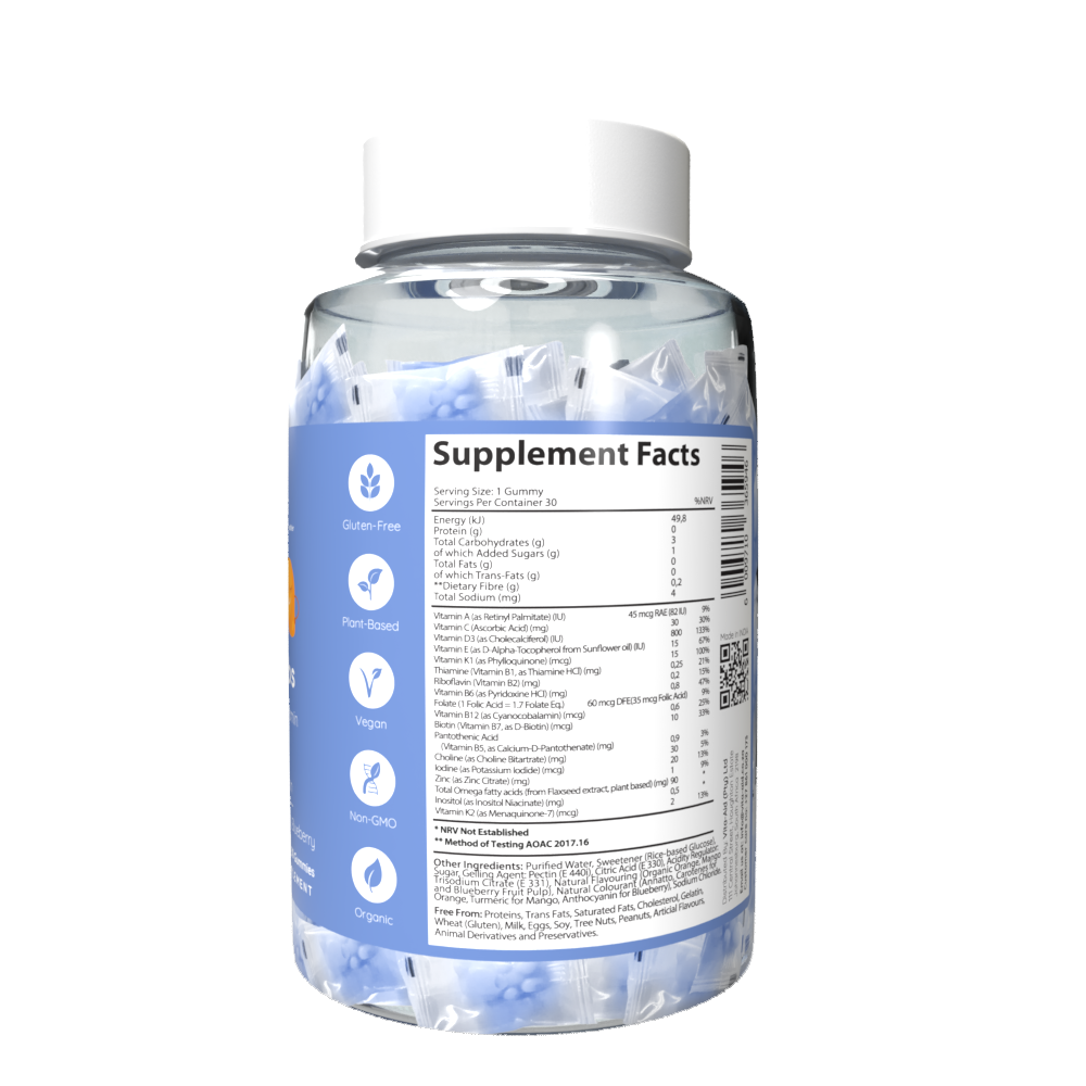 Vita-Aid™ Purna Lil Cubs Kids’ Multivitamin Orange, Mango & Blueberry flavour Gummies 30s