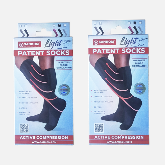 Sankom Patent Light Socks-(2 Pair Deal) Black or Grey