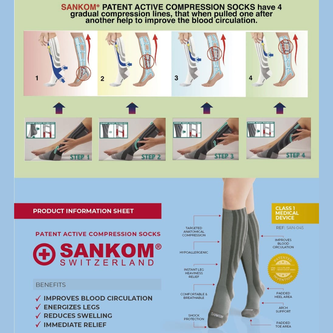 Sankom Patent Light Socks- Black & Grey