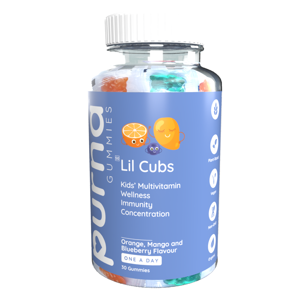 Vita-Aid™ Purna Lil Cubs Kids’ Multivitamin Orange, Mango & Blueberry flavour Gummies 30s