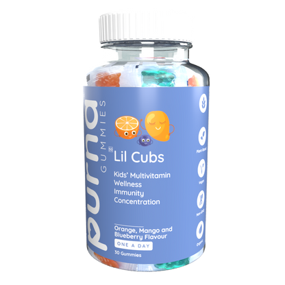 Vita-Aid™ Purna Lil Cubs Kids’ Multivitamin Orange, Mango & Blueberry flavour Gummies 30s