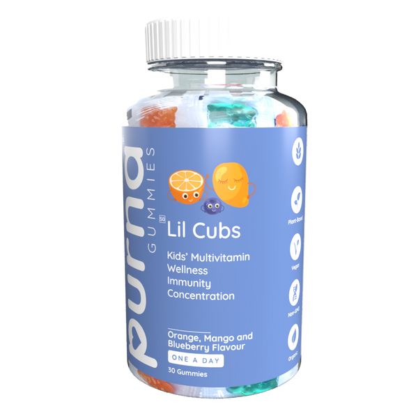 Vita-Aid™ Purna Lil Cubs Kids’ Multivitamin Orange, Mango & Blueberry flavour Gummies 30s - 2 PACK