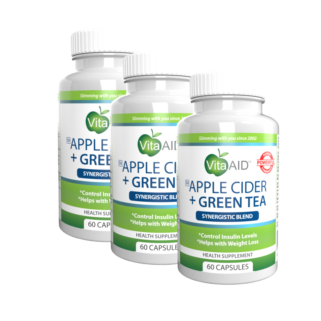 Vita-Aid Apple Cider & Green Tea 60 Capsules  - 3 PACK BUNDLE