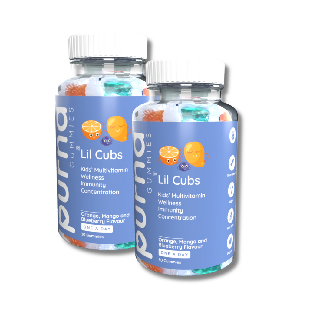 Vita-Aid™ Purna Lil Cubs Kids’ Multivitamin Orange, Mango & Blueberry flavour Gummies 30s - 2 PACK