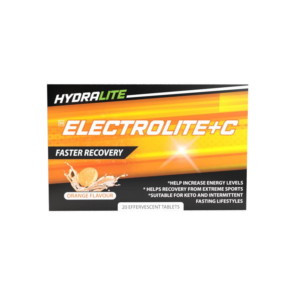 Hydralite Electrolite + C Orange or Peach Effervescent Tablets 20s -2 PACK
