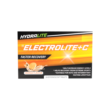 Hydralite Electrolite + C Orange or Peach Effervescent Tablets 20s -2 PACK