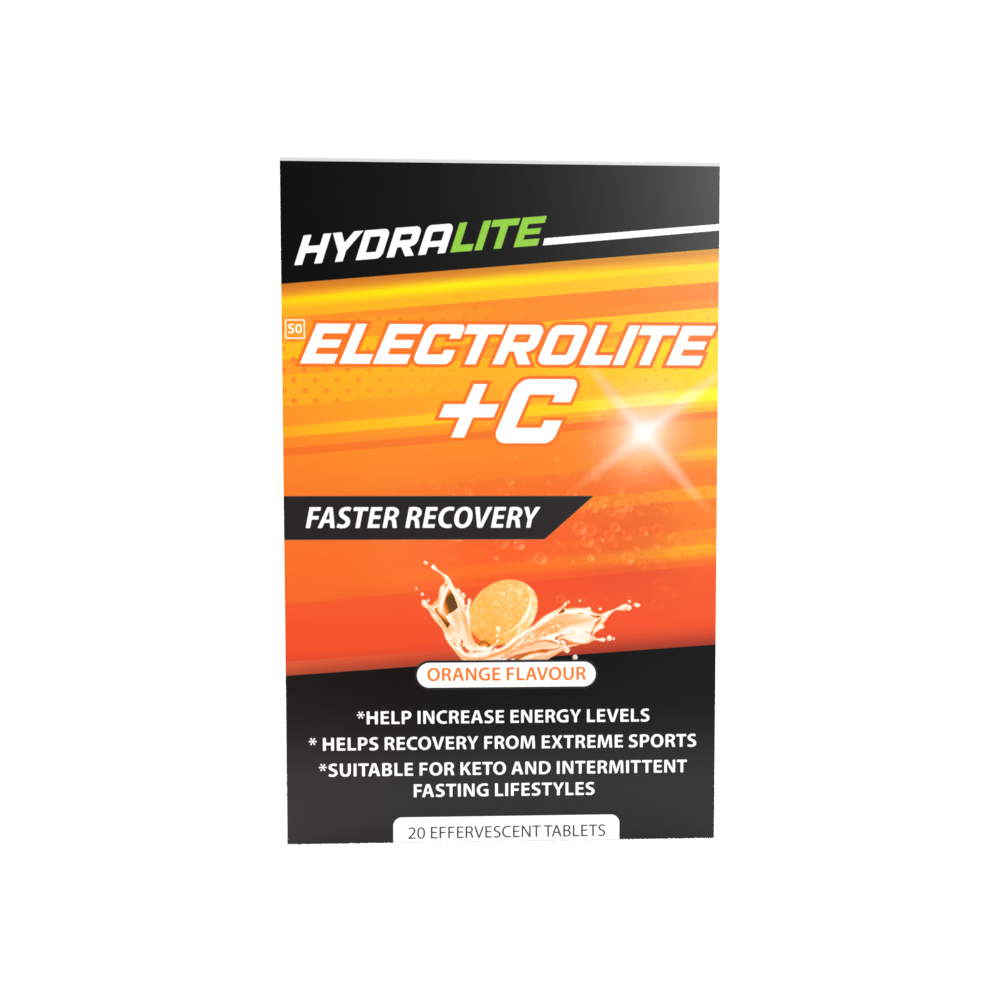 Hydralite Electrolite + C Orange or Peach Effervescent Tablets 20s -2 PACK