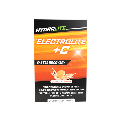 Hydralite Electrolite + C Orange or Peach Effervescent Tablets 20s -2 PACK