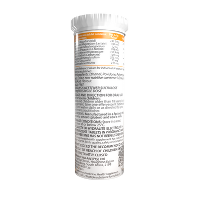 Hydralite Electrolite + C Orange or Peach Effervescent Tablets 20s -2 PACK