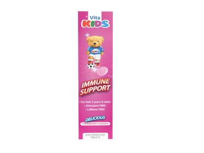 Vita Kids Immune Support Effervescent Tablets 20s Strawberry/Orange - 2 PACK
